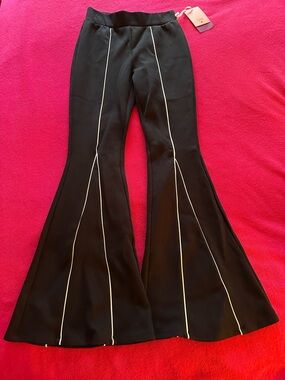 Victor Glemaud Women’s Black Flared Pants with White Piping